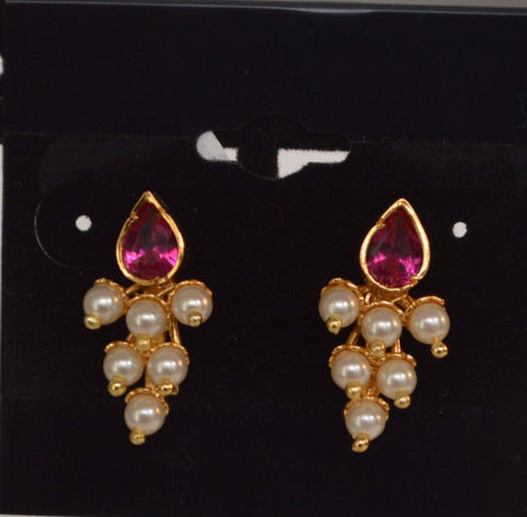 Grape Earrings with Pink Stone - Maharashtrian Earrings