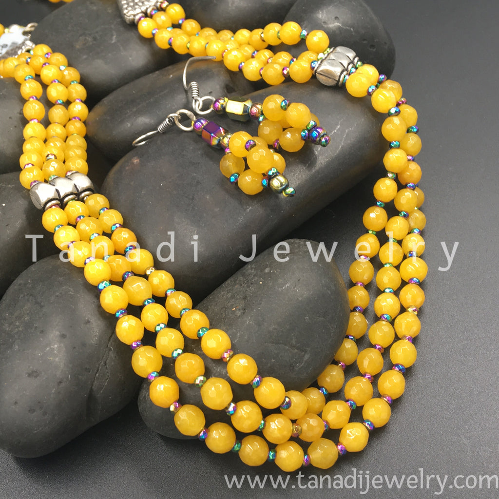 Beads Mala - Three Line - Yellow