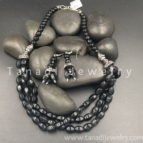 Beads Mala - Three Line - Black