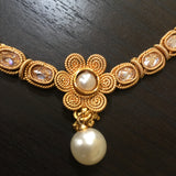 Delicate White stone necklace with Flower and White moti