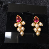 Grape Earrings with Pink Stone - Maharashtrian Earrings