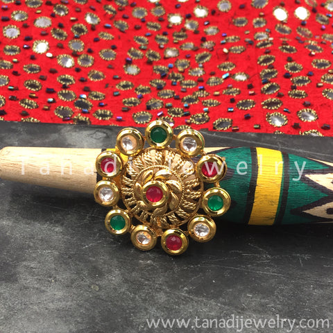 Finger Ring  - Kundan Circle with Multicolor