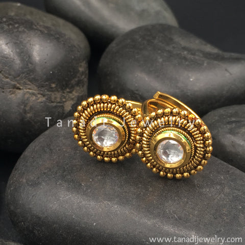 Golden Toe Rings with White Stone