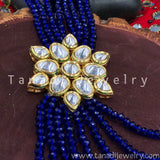 Multi String Disco beads with Kundan - Blue - Side Pendant