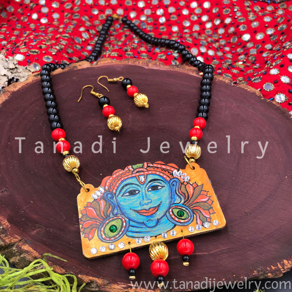 Hand Painted Wooden Necklaces - Vishnu